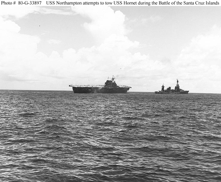 USS NORTHAMPTON TOWING HORNET