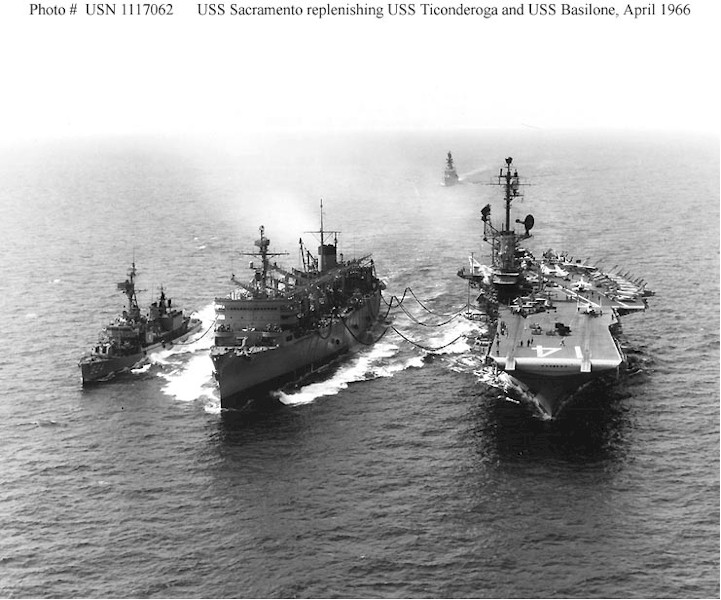 USS Sacremento Refueling USS Ticonderoga 1966