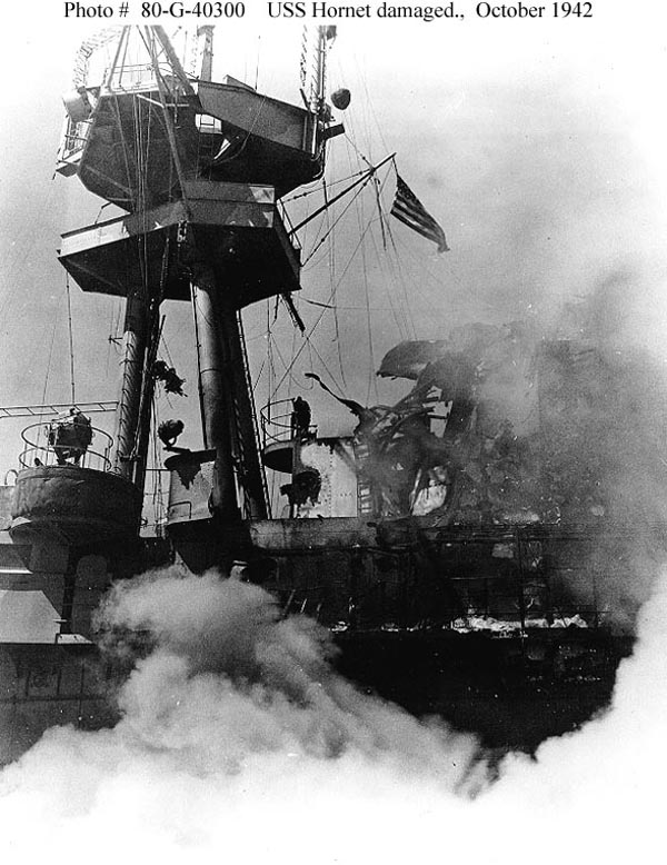 Dive Bomber hits USS HORNET