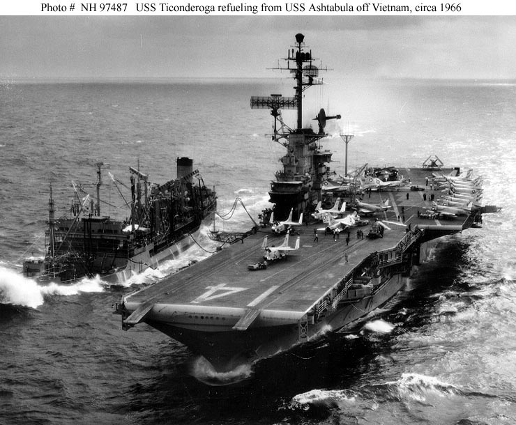 USS Ashtabula refuels USS Ticonderoga Vietnam