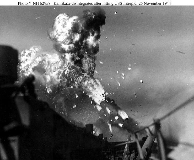 Kamikaze hits USS Intrepid
