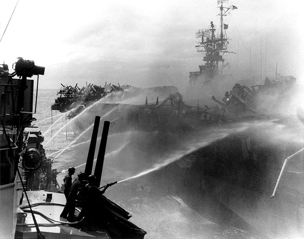 USS Princeton after Japanese attack